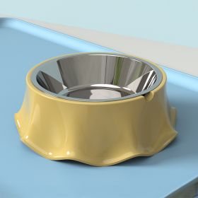 Pet Cat Dog Bowl For Food And Water, Stainless Steel Pet Feeding Bowl, Cat Bowls Non-Slip Stainless Steel Small Cat Food Bowls Durable Non-Skid Insula (Color: Yellow)